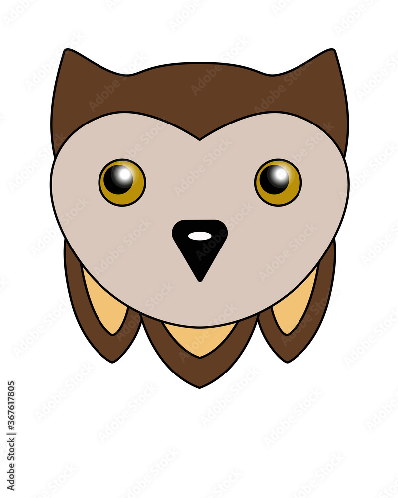 Cute owl - vector full color illustration. Owl head - cute picture, baby, smile.