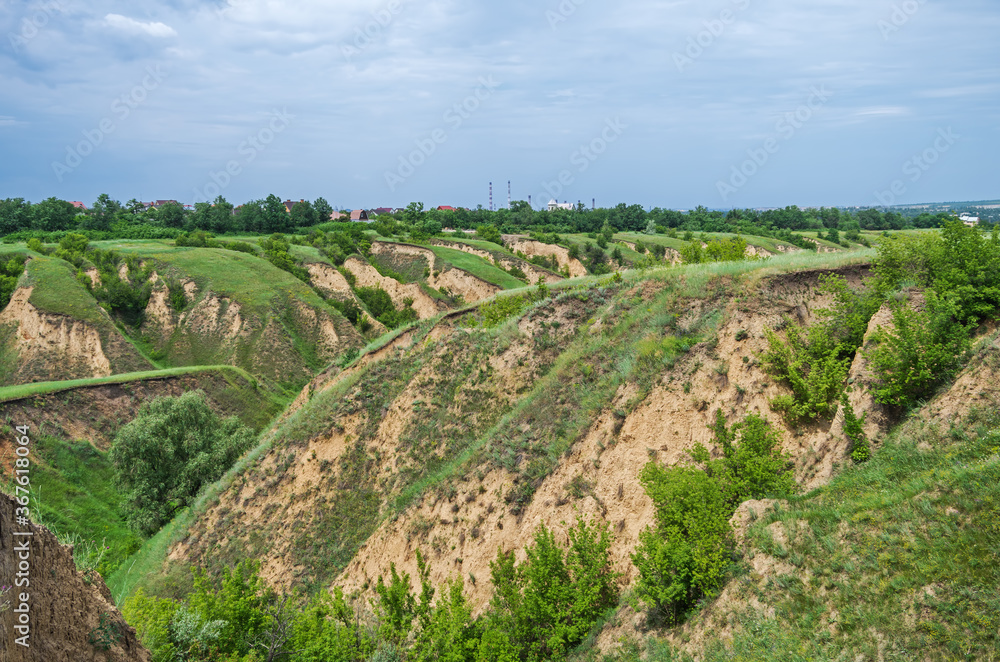 Ravines. Erosion of agricultural land