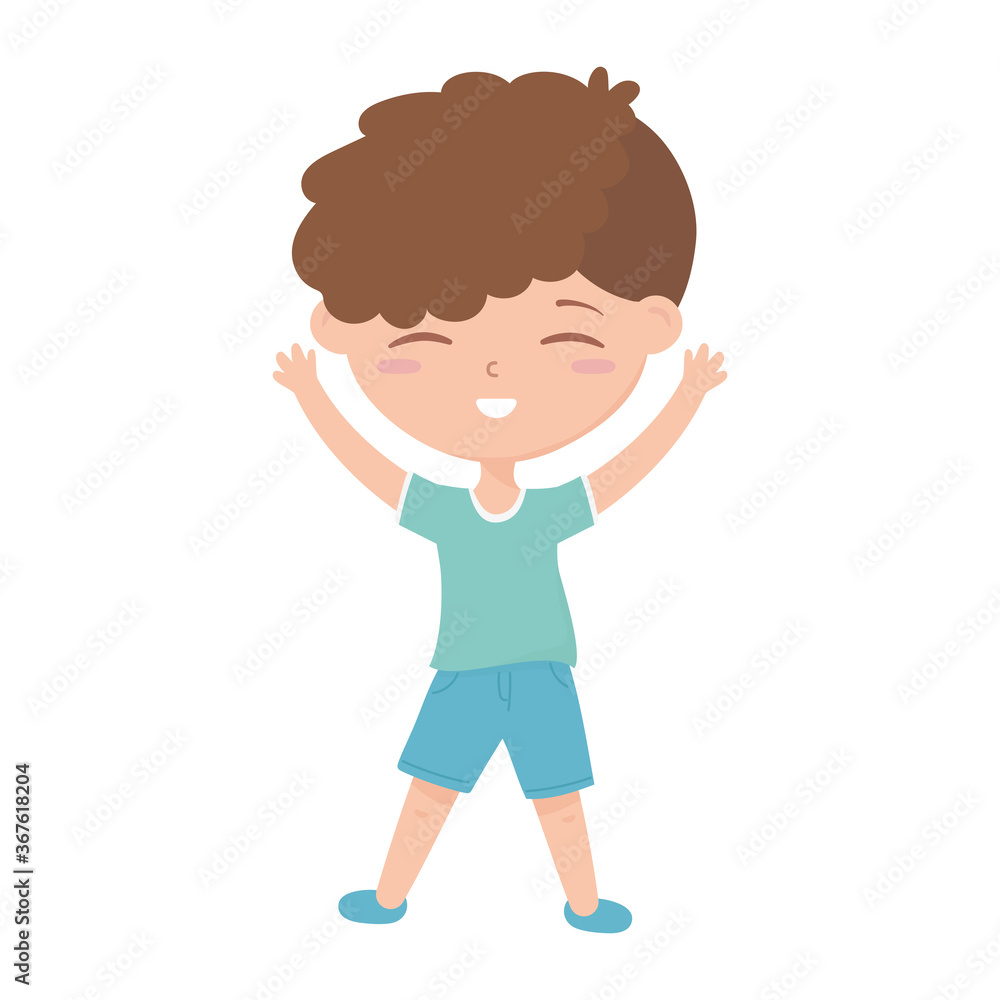 little happy boy cartoon character isolated icon design white background
