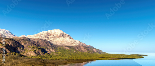 distant landscape in the morning 3d rendering