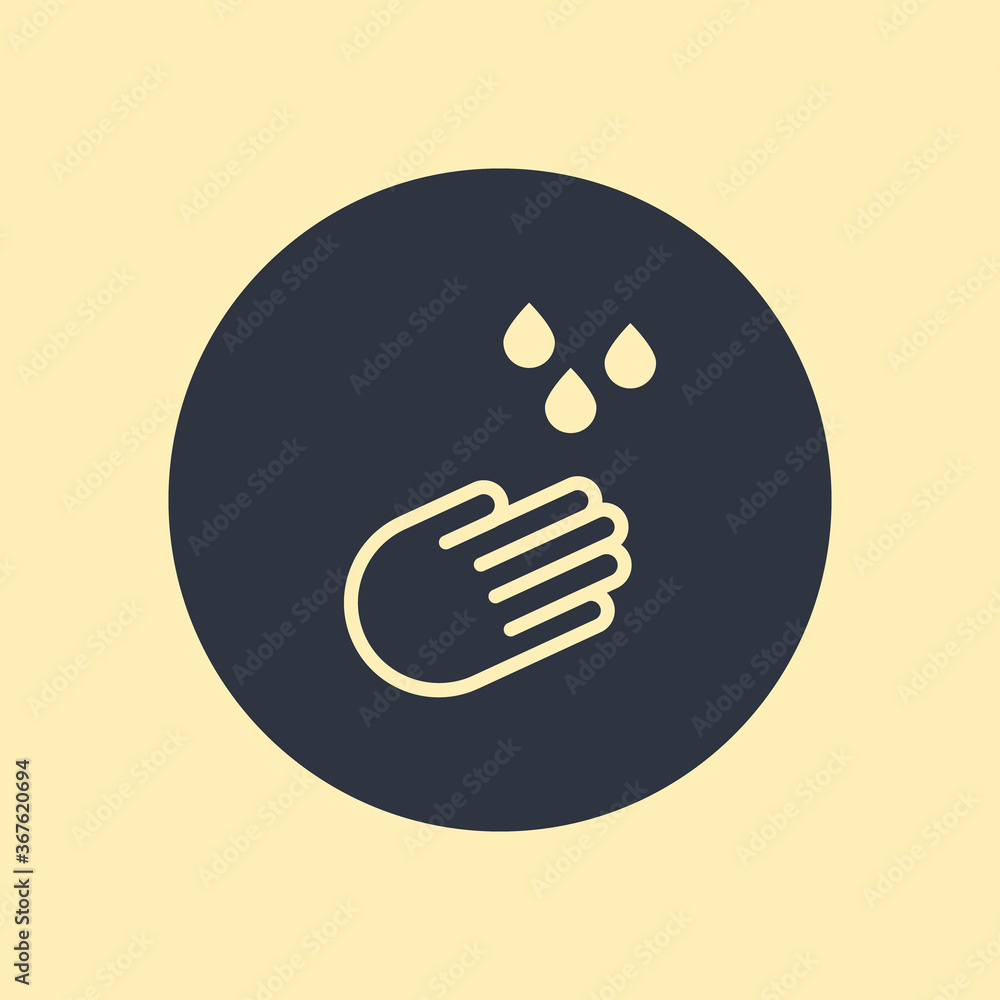 drop hand water icon in flat style on round background drop hand water icon in flat style on round background