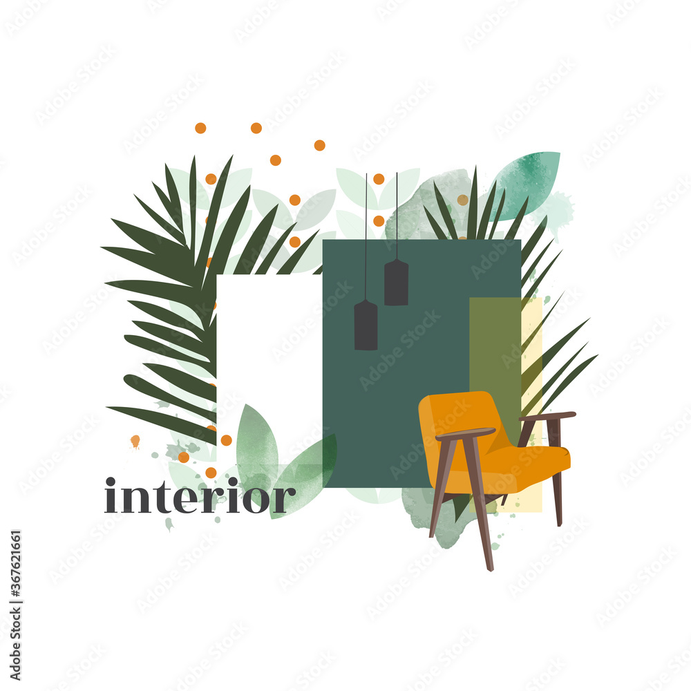 Obraz premium interior design furniture illustration