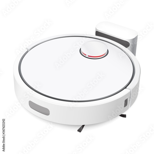 Realistic 3d vector robot vacuum cleaner