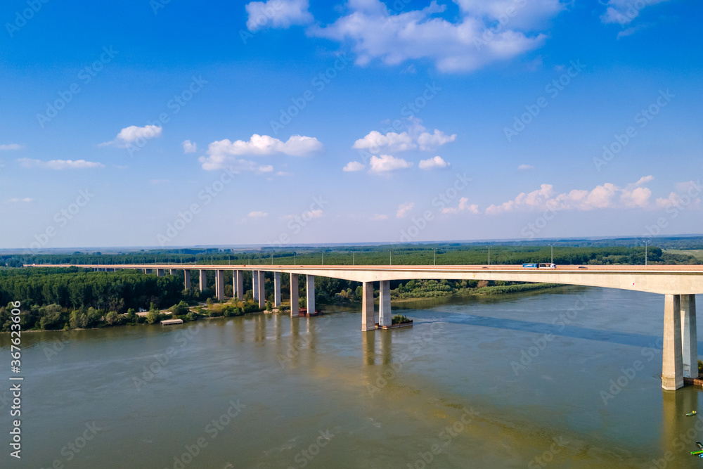 Beska Bridge crosses the Danube river near Beska