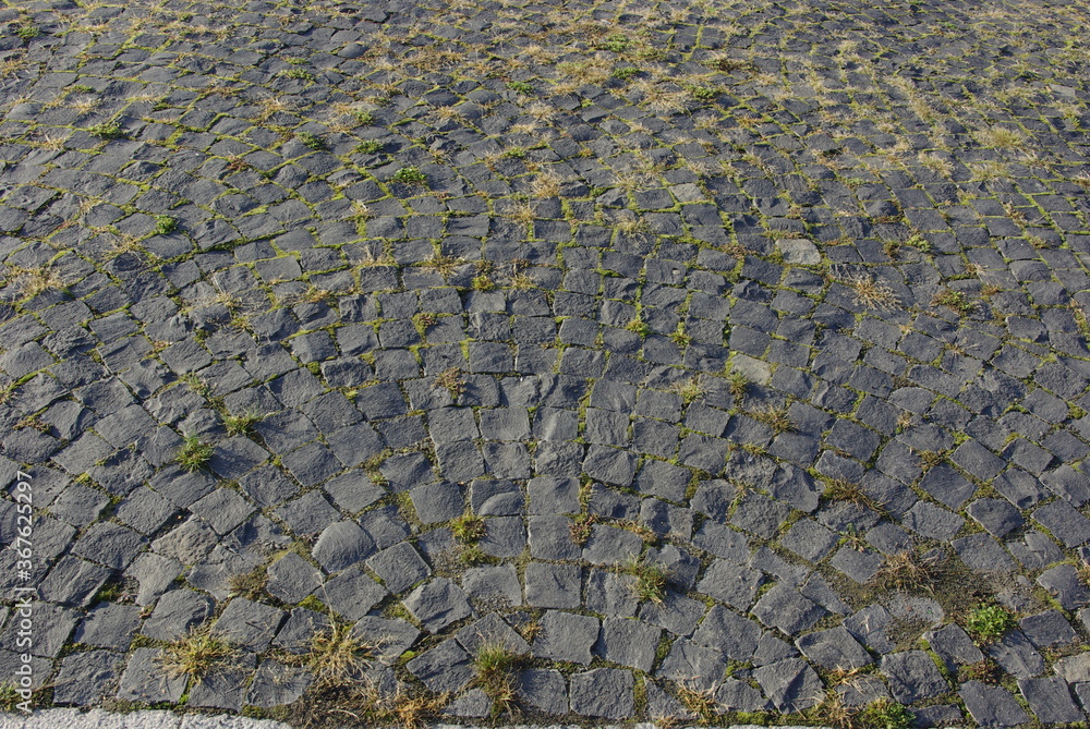 Fototapeta premium abstract background of cobblestone pavement of stone blocks