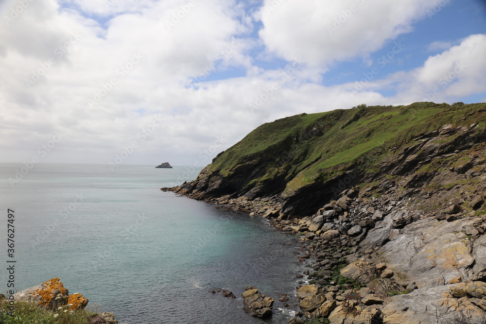 Scenic landscape of The South West coast of the Roseland Peninsula in Portloe, Veryan in Cornwall