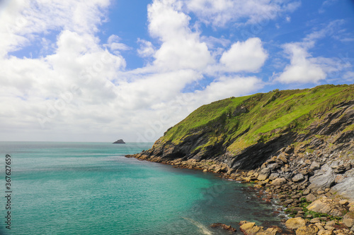 Scenic landscape of The South West coast of the Roseland Peninsula in Portloe, Veryan in Cornwall