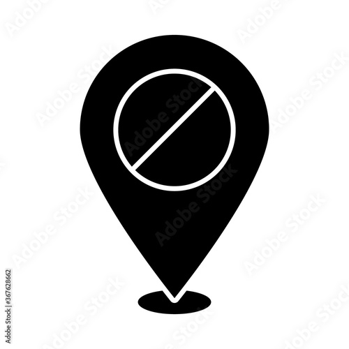 gps mark with stop ban silhouette style icon vector design