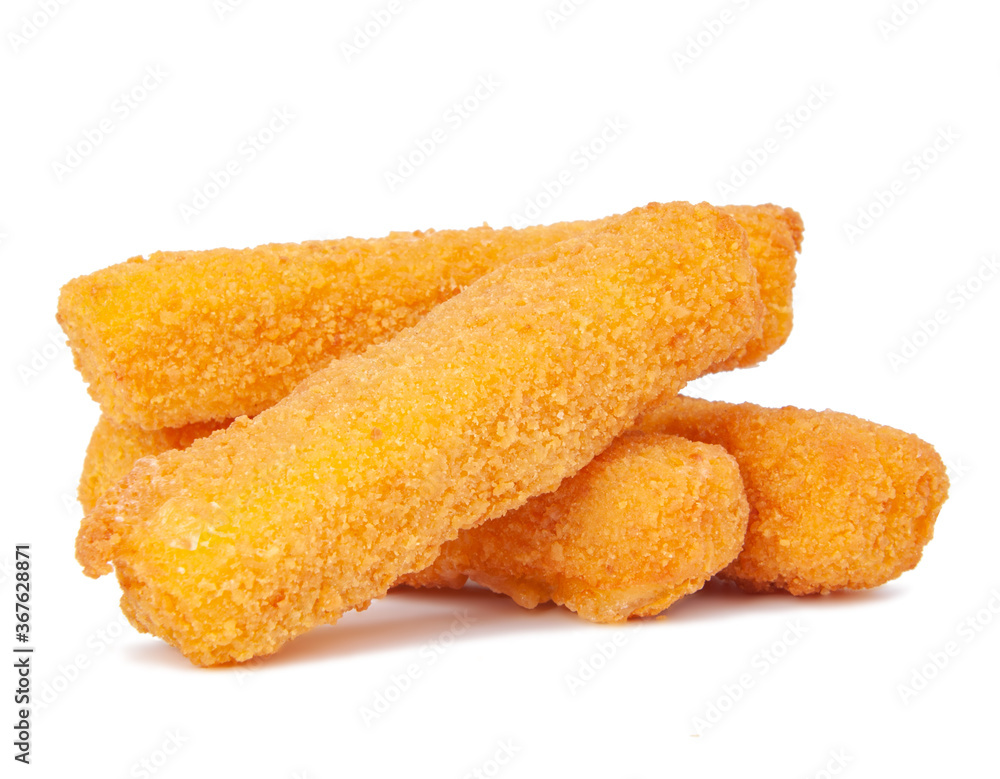 Deep fried fish fingers snacks fastfood isolated on the white Deep fried fish fingers snacks fastfood isolated on the white