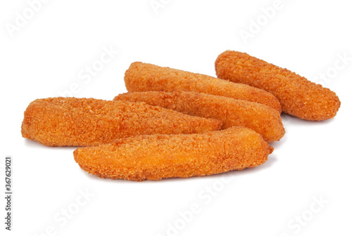 Deep fried fish fingers snacks fastfood isolated on the white