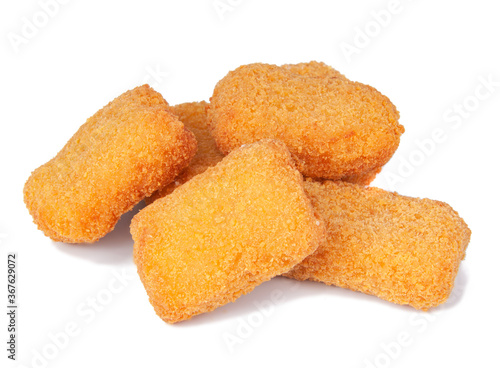 Fast food fried tasty nuggets isolated on the white