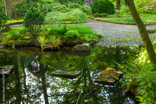 Fototapeta Naklejka Na Ścianę i Meble -  Awe scene in japanese garden in the Hague