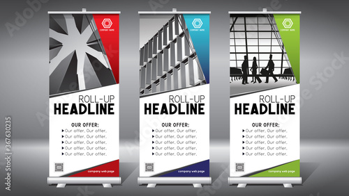 Roll-up template, design (85x200 cm) - modern office buildings, skyscrapers