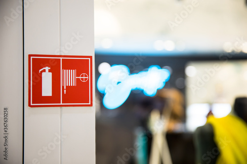 fire extinguisher sign in building