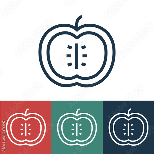 Linear vector icon with sliced apple