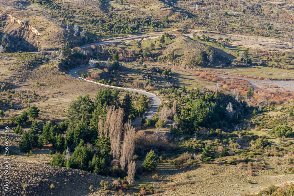 Scene view of the valley of the mountains in Patagonia, Argentina