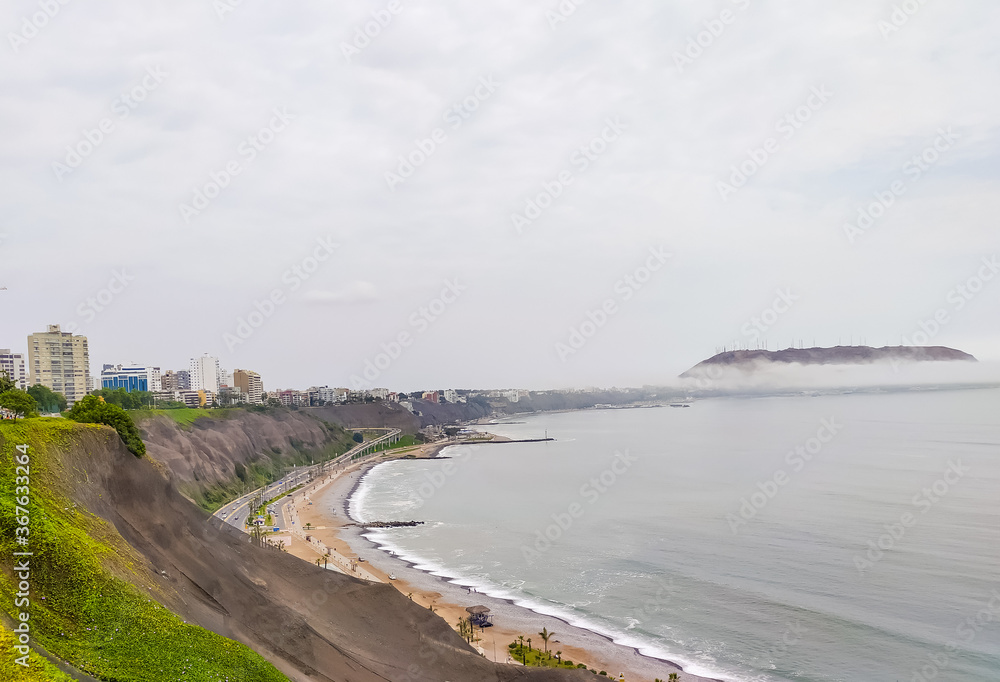 Oceanic promenade in Lima in Miraflores area