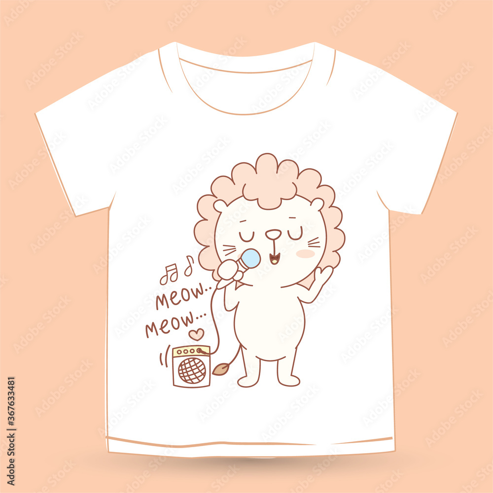 Cute little lion cartoon character for t shirt Cute little lion cartoon character for t shirt