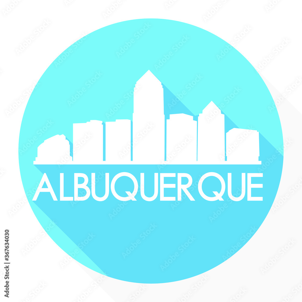 Albuquerque New Mexico USA Flat Icon Skyline Silhouette Design City Vector Art Famous Buildings.