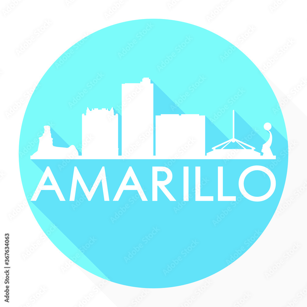 Amarillo Texas Flat Icon Skyline Silhouette Design City Vector Art Famous Buildings.