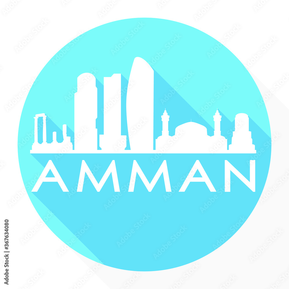 Amman Jordan Flat Icon Skyline Silhouette Design City Vector Art.