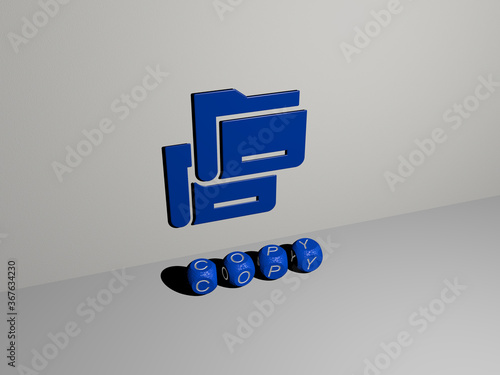 Fotografie 3D illustration of copy graphics and text made by metallic dice letters for the related meanings of the concept and presentations