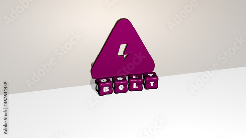 3D illustration of BOLT graphics and text made by metallic dice letters for the related meanings of the concept and presentations. background and design photo