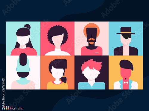 Collection of Portraits using a Flat Style
