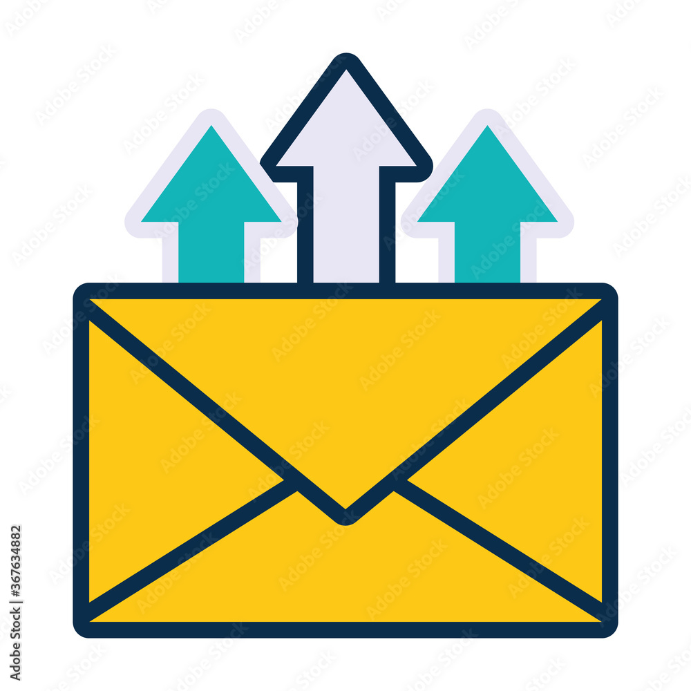 envelope with upload arrows, line and fill style envelope with upload arrows, line and fill style