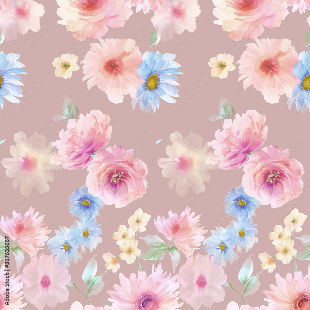 Watercolor flowers illustration