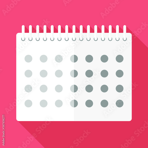 Calendar Icon Round Flat Vector Art Design Color Background.