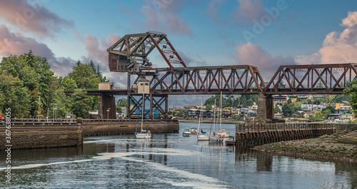 Salmon Bay Bridge in Ballard Locks in Seattle photo