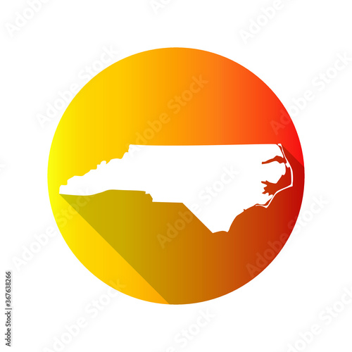 North Carolina  USA Symbol Map Icon Round. Flat Vector Art Design with Shadow. Gradient Color Banner.