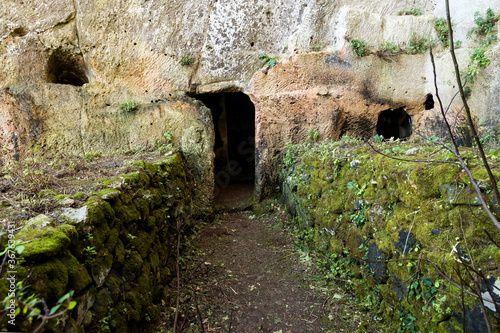 Natural Sights of The Intagliatella Quarry in The Archaelogical Zone of Akrai in Palazzolo Acreide, Province of Syracuse, Italy. 