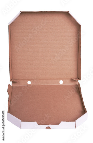 Wallpaper Mural White empty open pizza box isolated on white background. Mockup ready for your design. Front view cardboard Torontodigital.ca