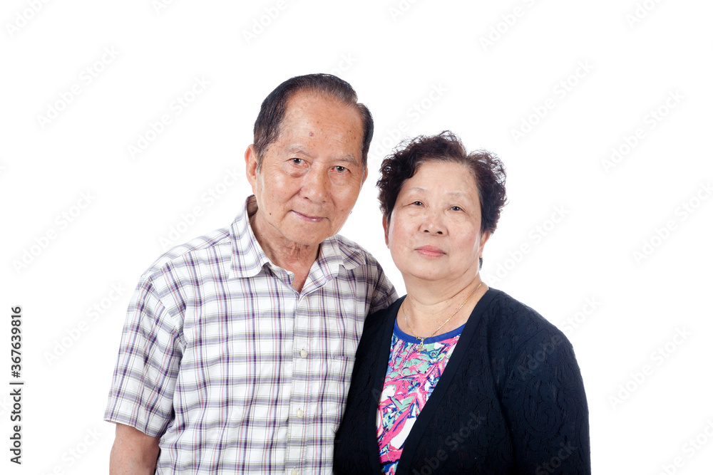 Cheerful Elderly Asian Senior Couple in Studio Portrait Cheerful Elderly Asian Senior Couple in Studio Portrait