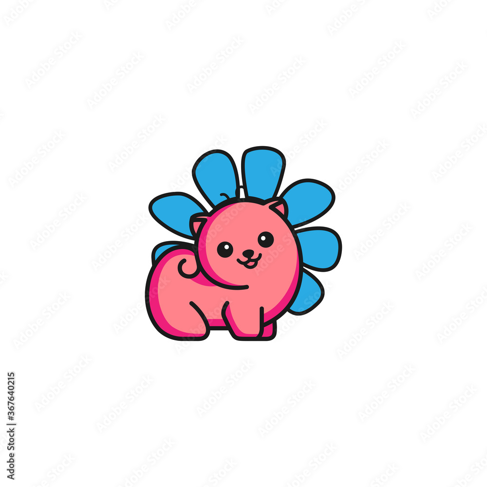 Cute sticker of puppy flower with variant color Cute sticker of puppy flower with variant color