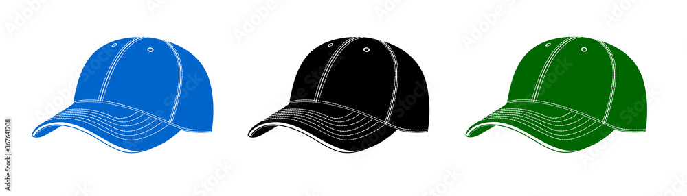 Cap baseball cap in vector.Baseball cap for sports in vector. - obrazy, fototapety, plakaty 