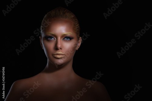 Wallpaper Mural Beautiful sexy woman model with dark skin on black Torontodigital.ca