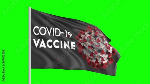 Covid-19 Vaccine flag in green screen 4K photo