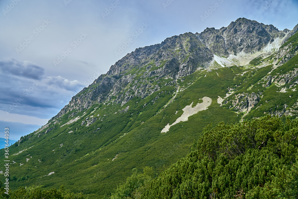 Beautiful panoramic aerial drone view of mountain in National Park High Tatra. northern Slovakia, Europe. Beautiful world.