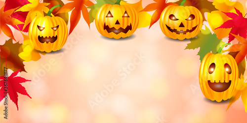 ハロウィン　かぼちゃ　紅葉　背景