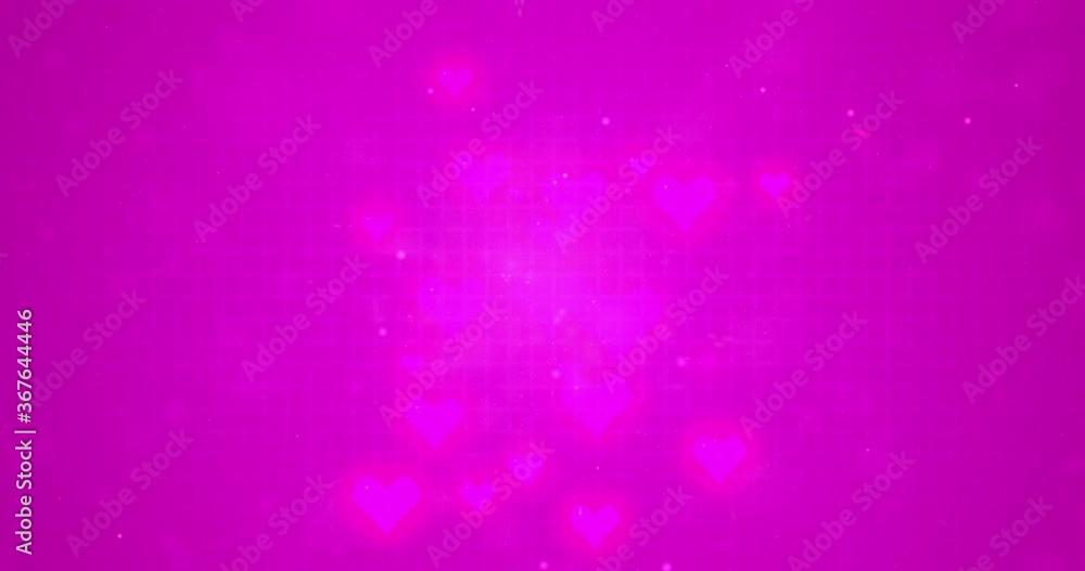 Gamer girl background theme. Purple retro background with pixelated pink hearts popping on the screen. Animated background. Gamer girl background theme. Purple retro background with pixelated pink hearts popping on the screen. Animated background.