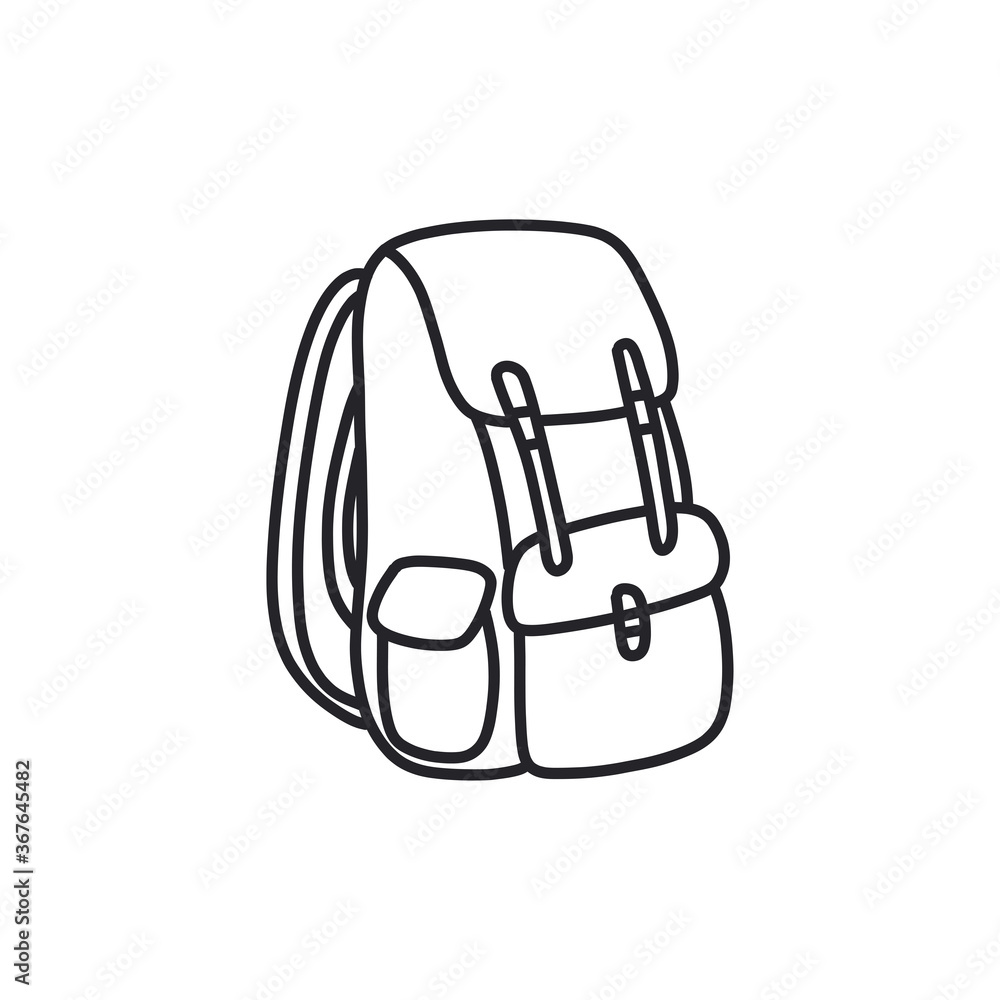 backpack doodle icon, vector black line illustration backpack doodle icon, vector black line illustration