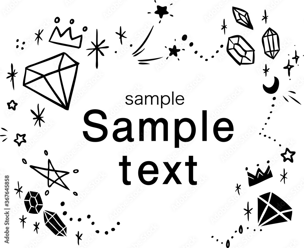 ガーリーなイラスト素材 ダイヤモンドや王冠の線画 フレーム Stock Vector Adobe Stock