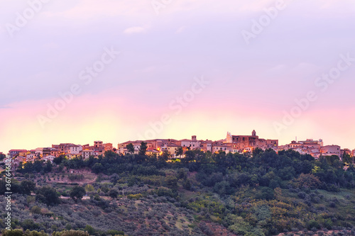 Panorama of the small village of Pianella in Abruzzo, Italy. Image taken shortly after sunset