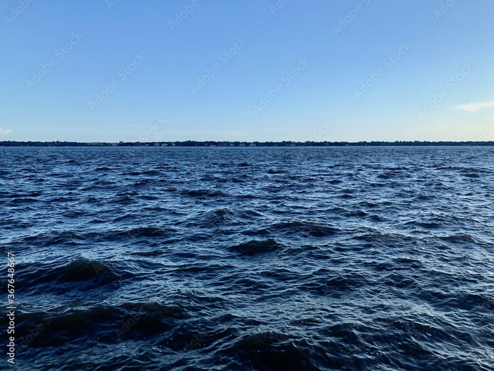 Fototapeta premium Rough ocean waves looking off from The Battery in South Carolina
