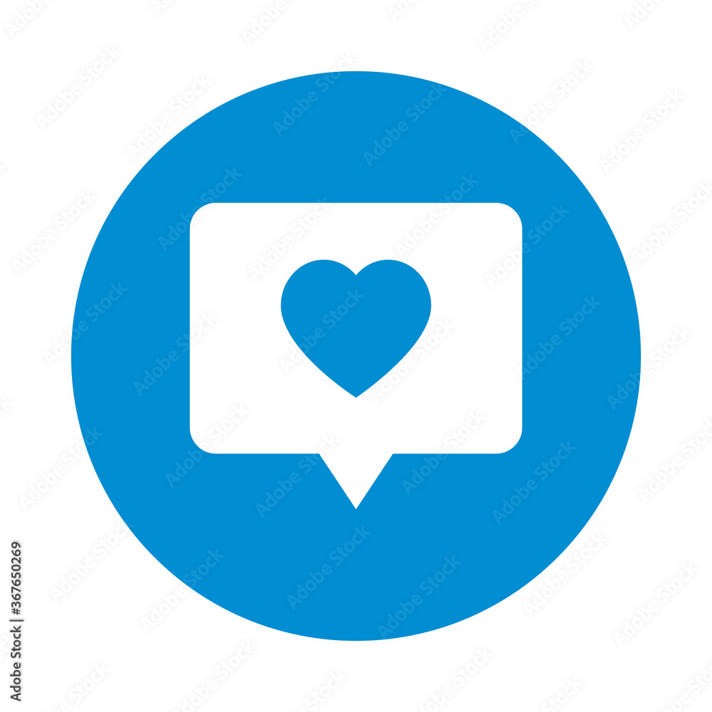 like symbol, speech bubble with heart icon, block style like symbol, speech bubble with heart icon, block style