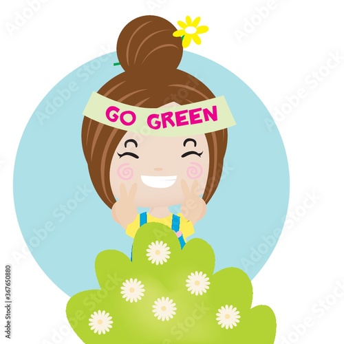 girl with go green headband