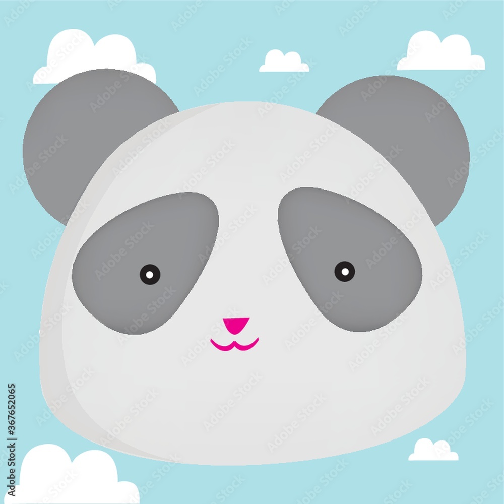 panda face on cloud background panda face on cloud background